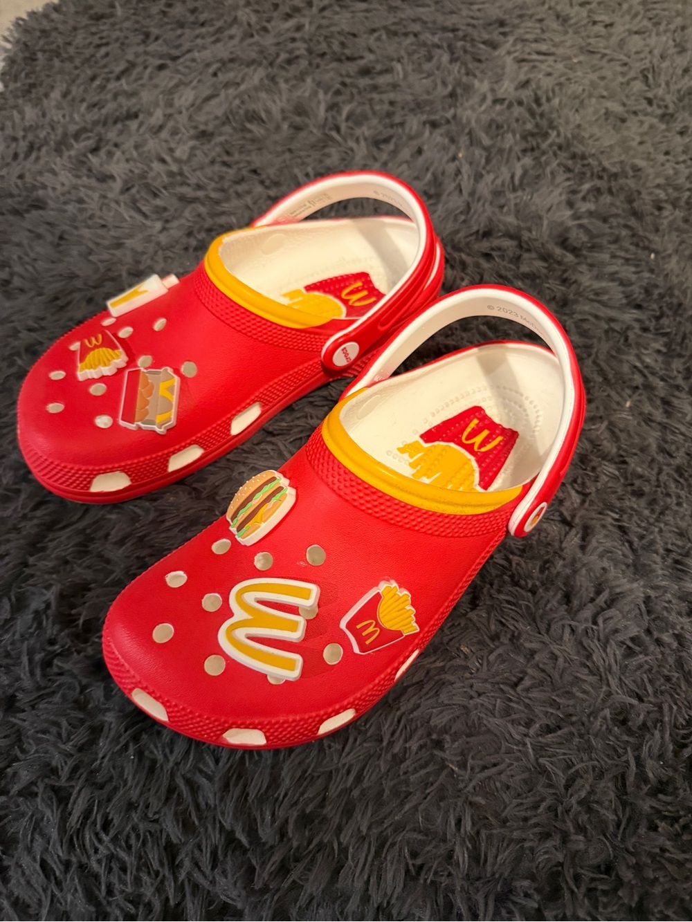 CROCS Kids Red McDonald's Themed Clog Sandals with Yellow Accents